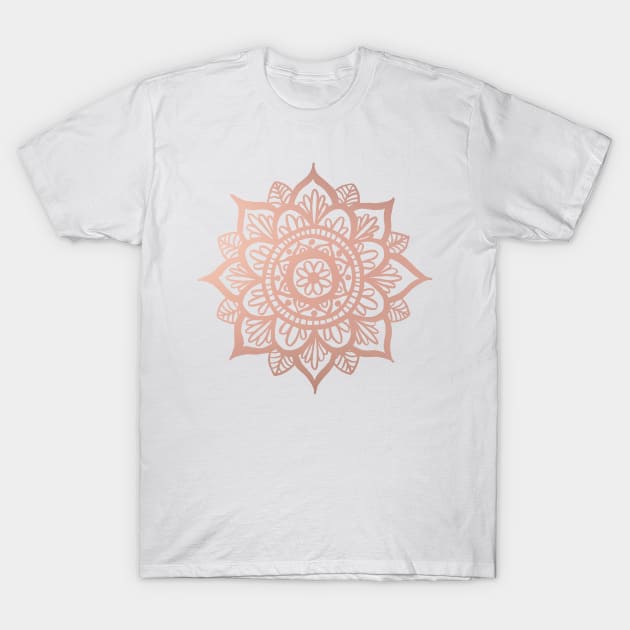 Rose Gold Mandala T-Shirt by julieerindesigns